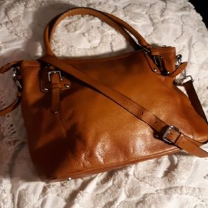 Double Handle all Weather Leather Tote with Strap